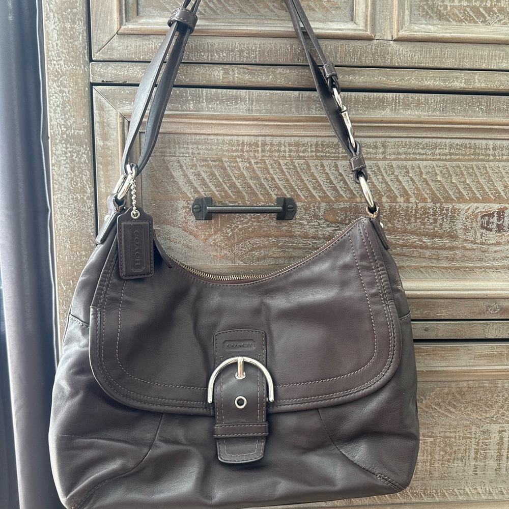 Coach Dark Brown Leather Hobo Bag